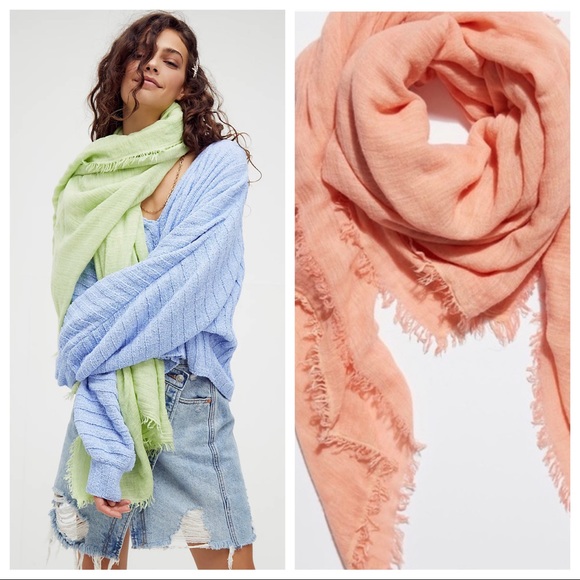 Free People Accessories - Free People Sun Washed Travel Blanket Scarf in Peach